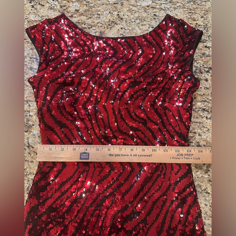 Guess Red Black Sequin Zebra Print Bodycon Open B… - image 3